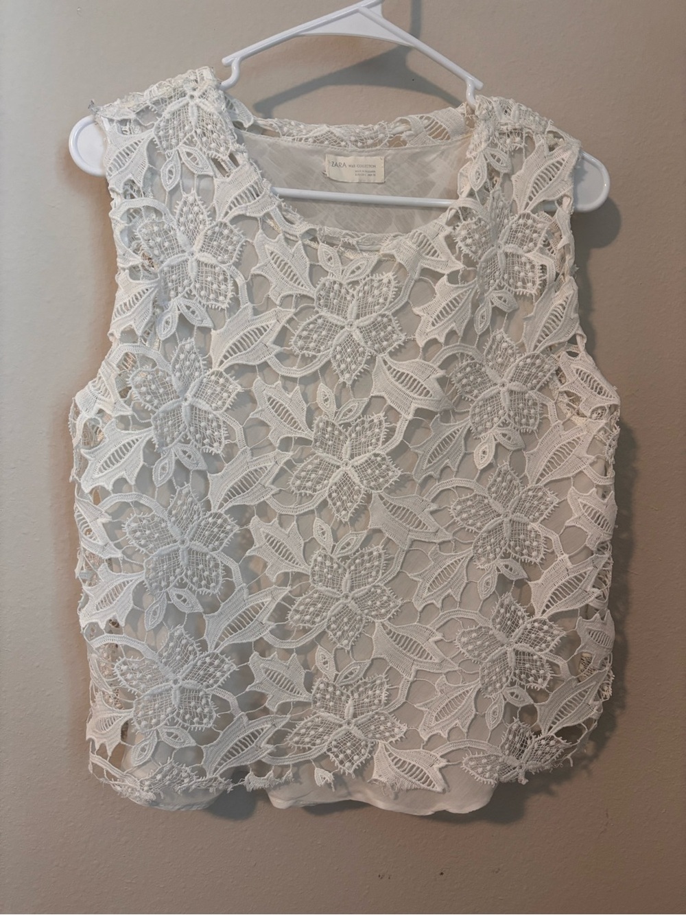 ZARA White Floral Lace Camisole